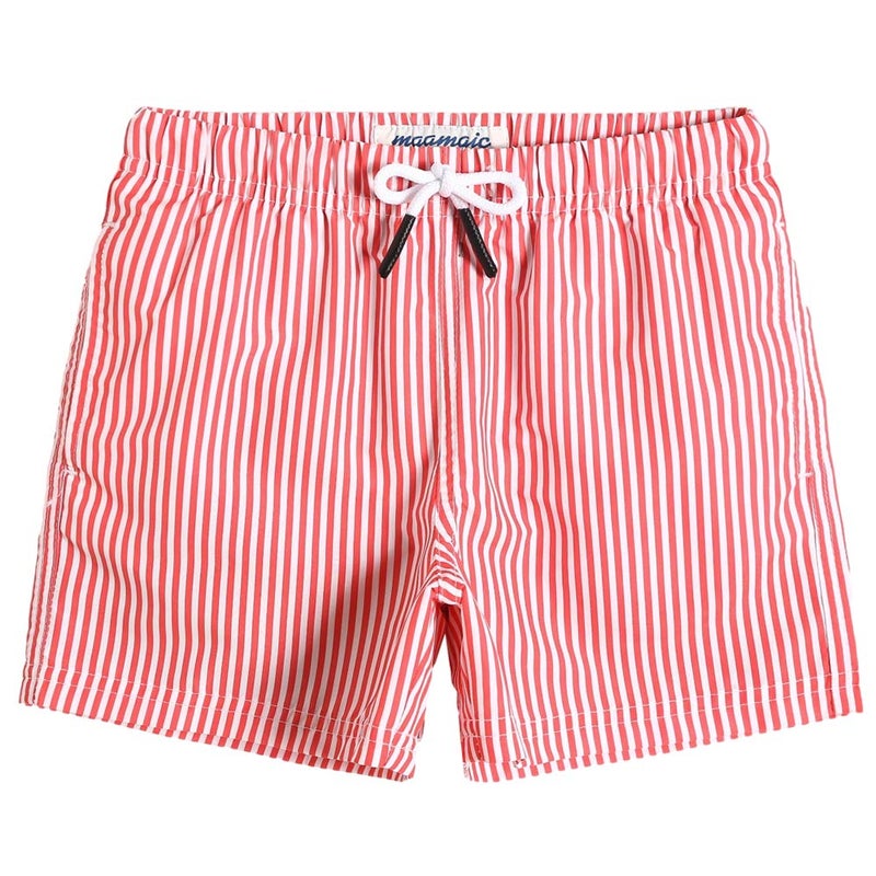 maamgic Boys Swim Trunks Toddler Swim Shorts Little Boys Bathing Suit Swimsuit Toddler Boy Swimwear,Stripe Redwhite,3 T - Image 1